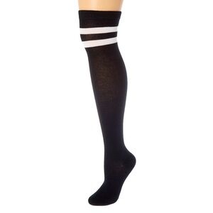 Black Over the Knee White Striped Socks